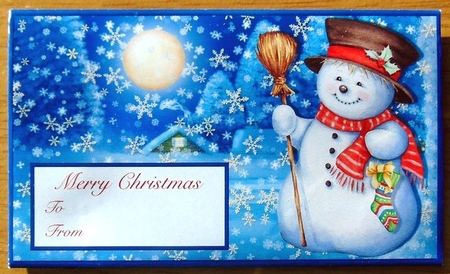 Christmas Money Wallet Gift Voucher Envelope SNOWMAN IN MOONLIGHT by Joyce Watson
