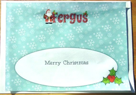 Santa in coat FERGUS large dl insert by Joyce Watson