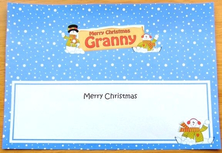 large DL Merry Christmas GRANNY with Snowman insert by Joyce Watson