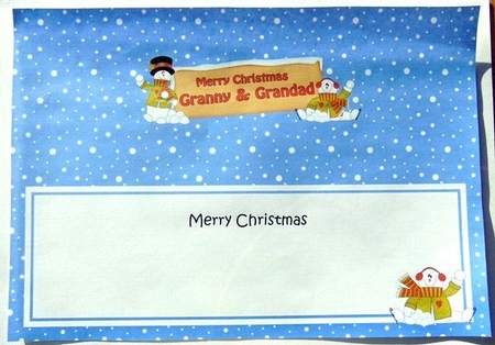large DL Merry Christmas GRANNY & GRANDAD with Snowman insert by Joyce Watson
