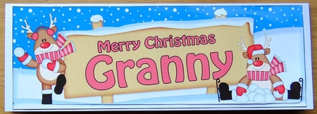 large DL Merry Christmas GRANNY with Rudolph 3D decoupage by Joyce Watson