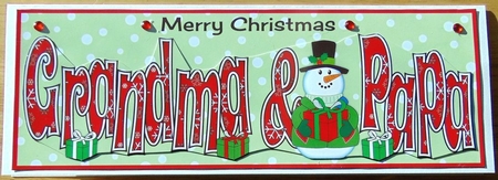 Snowman in Jacket GRANDMA & PAPA large dl by Joyce Watson