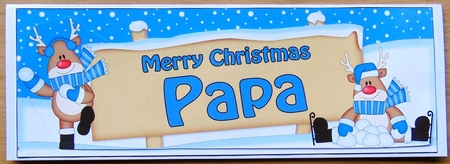 large DL Merry Christmas PAPA with Rudolph 3D decoupage by Joyce Watson