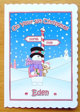 5 x 7 Quick Cut and Fold Card - On Your 1st Christmas EDEN by Joyce Watson