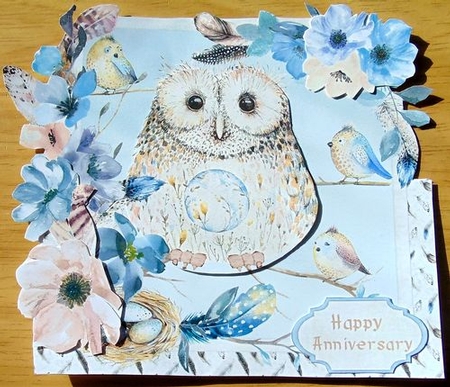 Feathers and Flowers Over the Edge Tent Card & Envelope (Large) by Joyce Watson