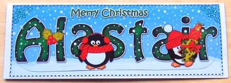 Large DL Merry Christmas ALASTAIR 3D decoupage  by Joyce Watson