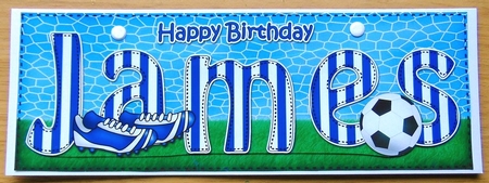 Large DL Happy Birthday JAMES 3D decoupage by Joyce Watson
