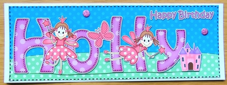 Large DL Happy Birthday HOLLY 3D decoupage by Joyce Watson