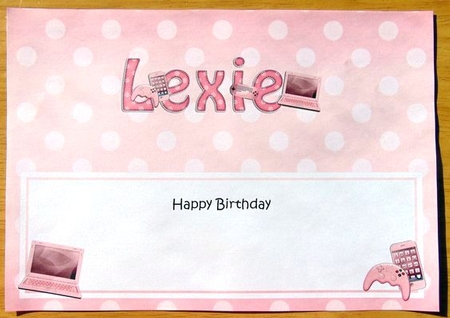Large DL Happy Birthday LEXIE insert by Joyce Watson