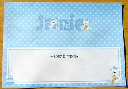 Large DL Happy Birthday JAMIE insert by Joyce Watson