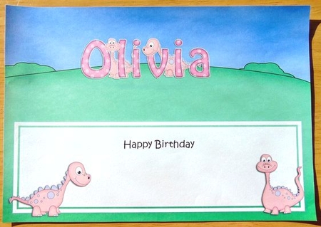 Large DL Happy Birthday OLIVIA insert by Joyce Watson
