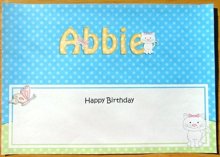 Large DL Happy Birthday ABBIE insert by Joyce Watson