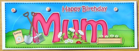 Large DL Happy Birthday MUM 3D decoupage by Joyce Watson