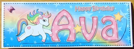 Large DL Happy Birthday AVA 3D decoupage by Joyce Watson