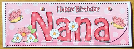 Large DL Happy Birthday NANA 3D decoupage by Joyce Watson