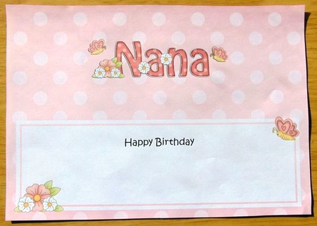 Large DL Happy Birthday NANA insert by Joyce Watson