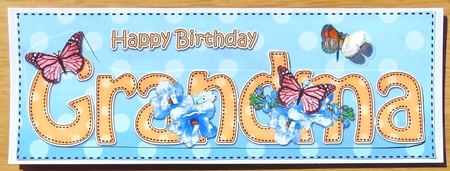 Large DL Happy Birthday GRANDMA 3D decoupage by Joyce Watson
