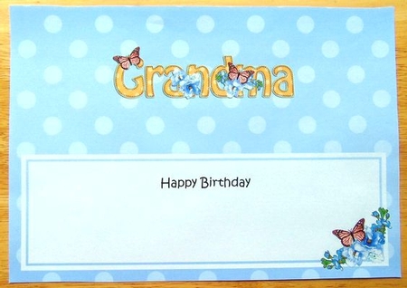 Large DL Happy Birthday GRANDMA insert by Joyce Watson