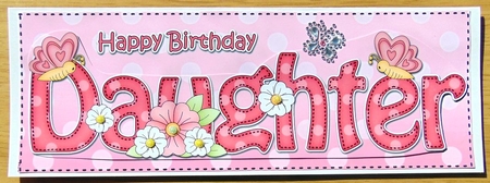 Large DL Happy Birthday DAUGHTER 3D decoupage by Joyce Watson