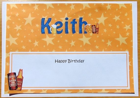 Large DL Happy Birthday KEITH insert by Joyce Watson