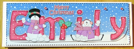 Large DL Merry Christmas EMILY 3D decoupage  by Joyce Watson