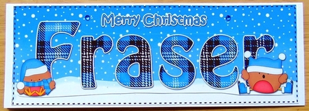 Large DL Merry Christmas FRASER 3D decoupage  by Joyce Watson