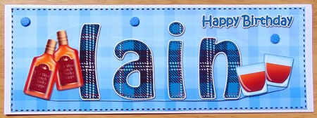 Large DL Happy Birthday IAIN 3D decoupage by Joyce Watson