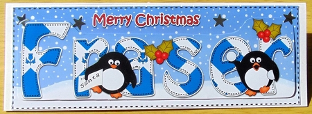 Large DL Merry Christmas FRASER 3D decoupage  by Joyce Watson