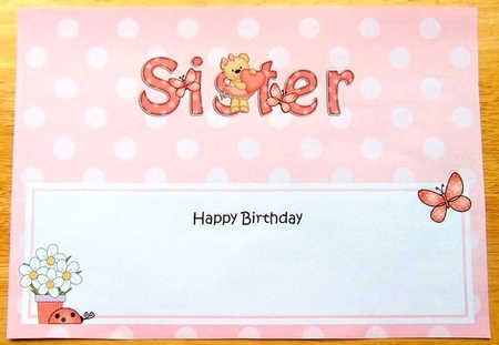 Large DL Happy Birthday SISTER insert by Joyce Watson