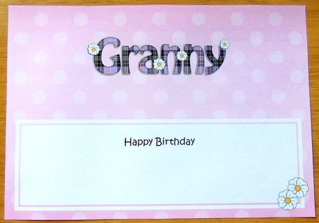 Large DL Happy Birthday GRANNY insert by Joyce Watson