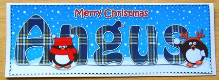 Large DL Merry Christmas ANGUS 3D decoupage  by Joyce Watson
