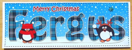 Large DL Merry Christmas FERGUS 3D decoupage  by Joyce Watson