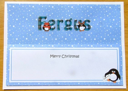 Large DL Merry Christmas FERGUS insert by Joyce Watson