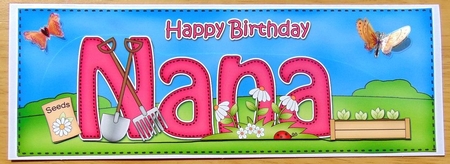 Large DL Happy Birthday NANA 3D decoupage by Joyce Watson
