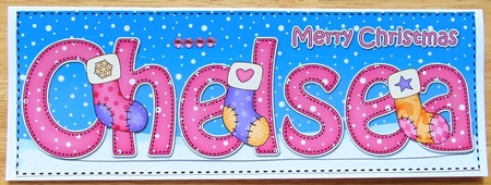 Large DL Merry Christmas CHELSEA 3D decoupage  by Joyce Watson