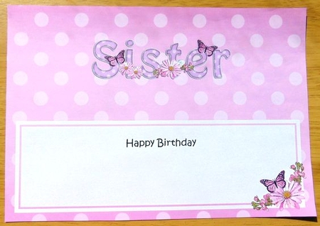 Large DL Happy Birthday SISTER insert by Joyce Watson