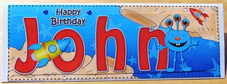 Large DL Happy Birthday JOHN insert by Joyce Watson