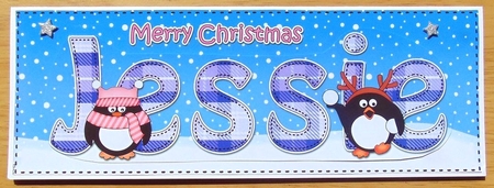 Large DL Merry Christmas JESSIE 3D decoupage  by Joyce Watson