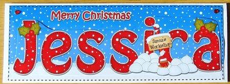 Large DL Merry Christmas JESSICA 3D decoupage  by Joyce Watson