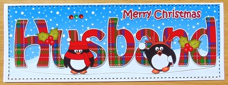 Large DL Merry Christmas HUSBAND 3D decoupage  by Joyce Watson