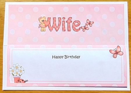 Large DL Happy Birthday WIFE insert by Joyce Watson