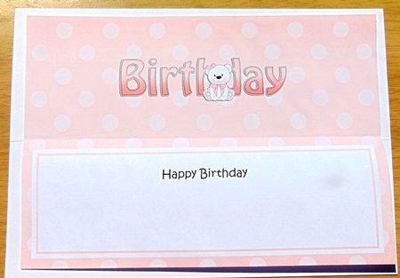 Large DL HAPPY BIRTHDAY insert by Joyce Watson