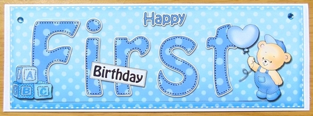 Large DL HAPPY FIRST BIRTHDAY 3D decoupage by Joyce Watson