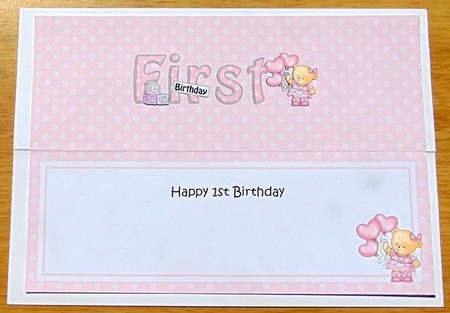 Large DL HAPPY FIRST BIRTHDAY insert by Joyce Watson