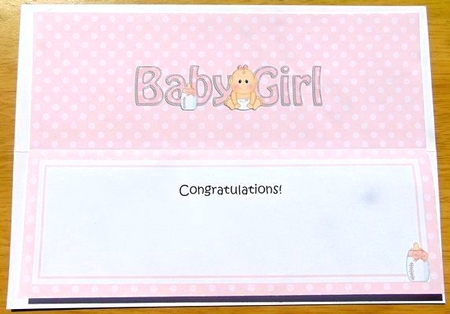 Large DL NEW BABY GIRL insert by Joyce Watson