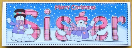 Large DL Merry Christmas SISTER 3D decoupage  by Joyce Watson