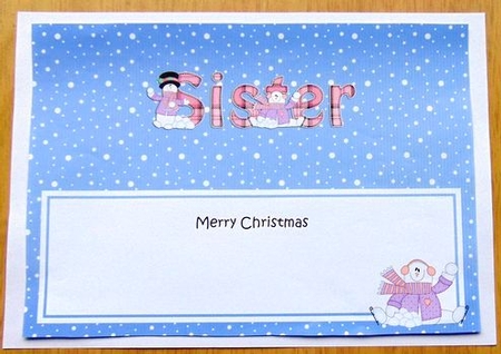 Large DL Merry Christmas SISTER insert by Joyce Watson