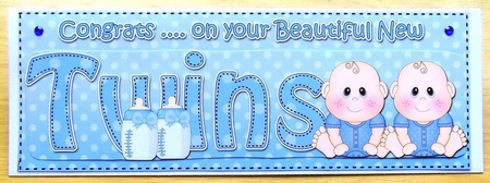 Large DL CONGRATULATIONS ... ON YOUR BEAUTIFUL TWINS 3D decoupage by Joyce Watson