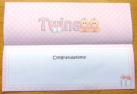 Large DL CONGRATULATIONS ... ON YOUR BEAUTIFUL TWINS insert by Joyce Watson