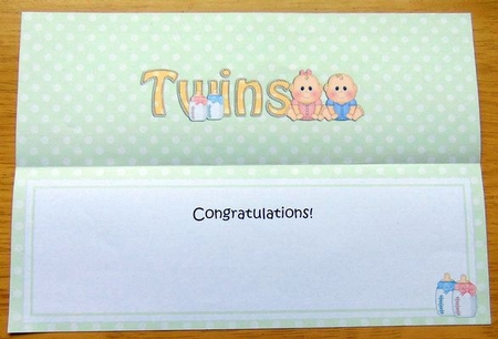 Large DL CONGRATULATIONS ... ON YOUR BEAUTIFUL TWINS insert by Joyce Watson